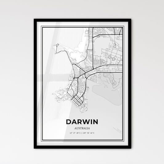 Darwin Australia - Scandinavian Style City Map for Modern Home Decor