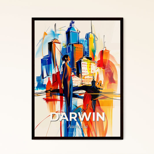 Vibrant Darwin, Australia - A Painting Of A Man Standing In Front Of A City