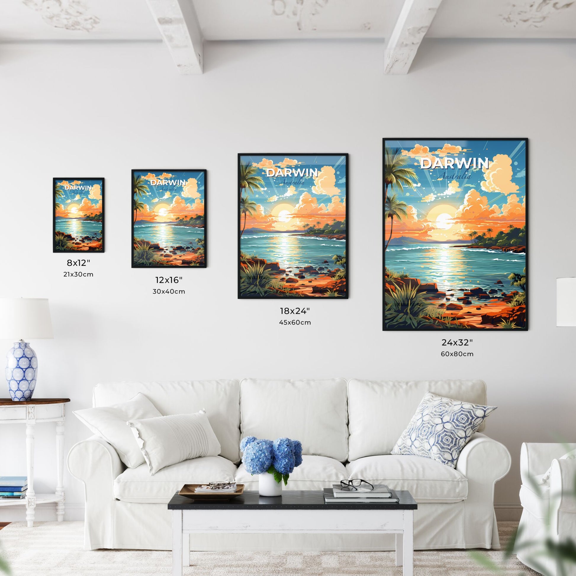 Vibrant Tropical Sunset Artwork Depicting Darwin Australia Skyline Default Title