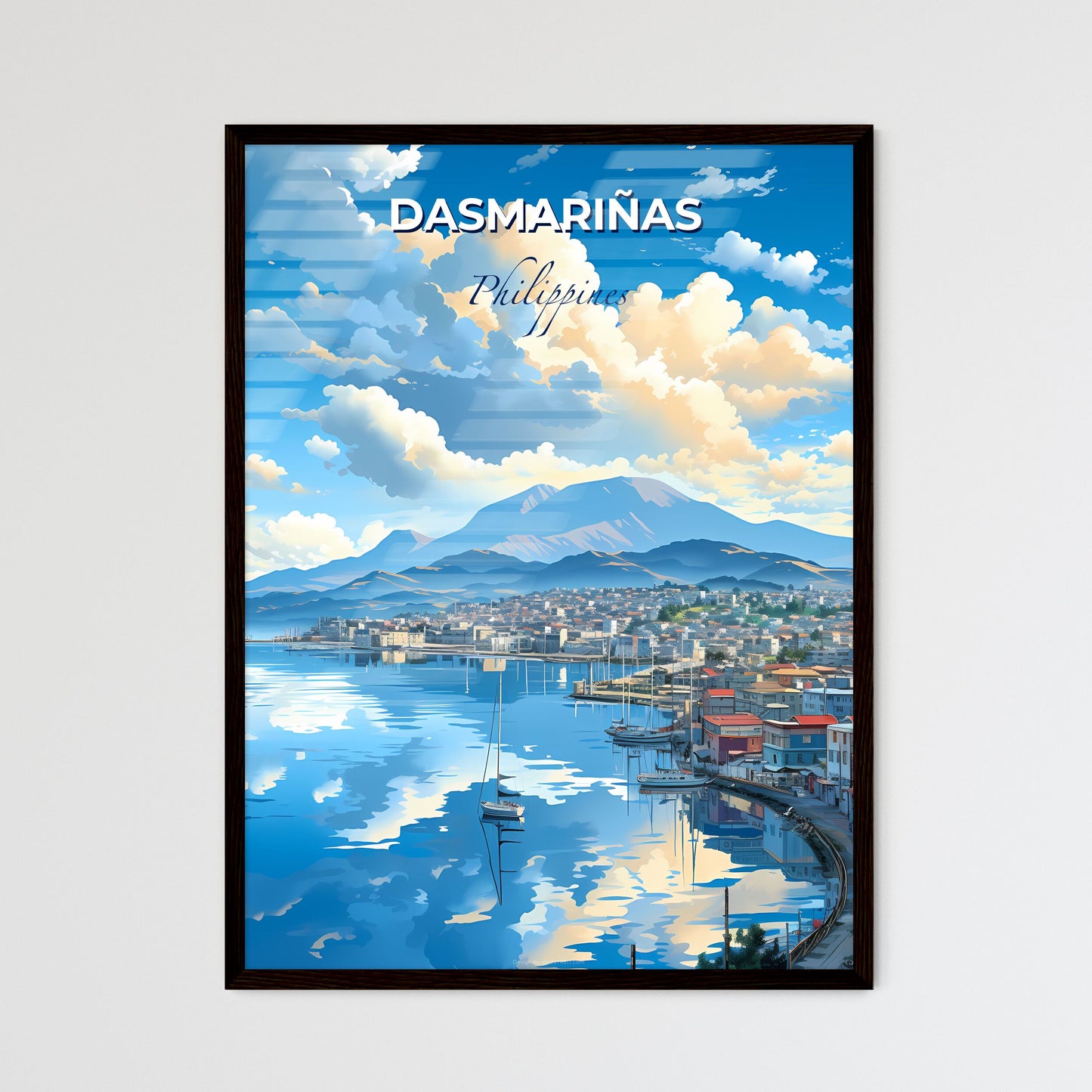 Artistic City Skyline of Dasmariñas Philippines Seascape Cityscape Vivid Color Painting Default Title