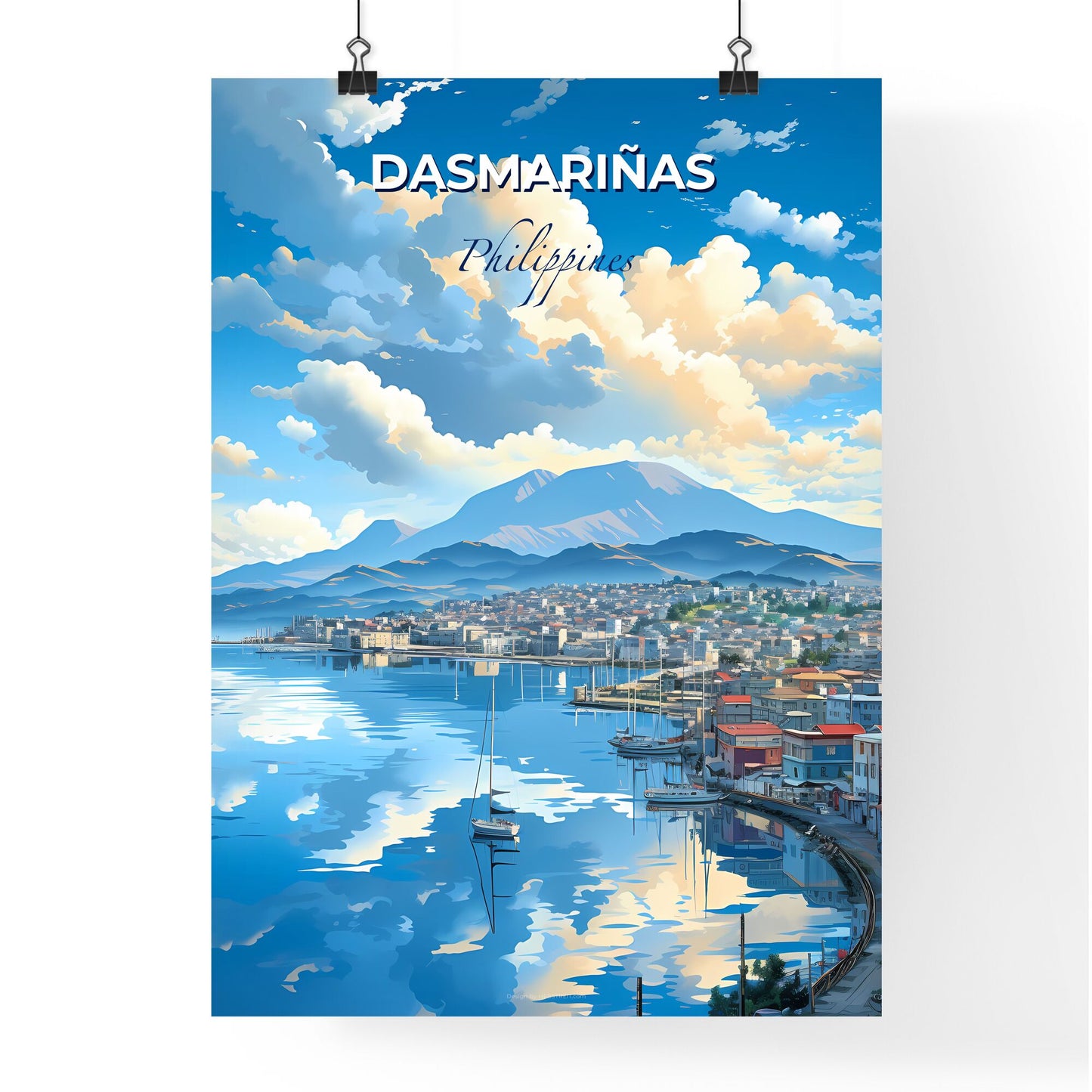 Artistic City Skyline of Dasmariñas Philippines Seascape Cityscape Vivid Color Painting Default Title