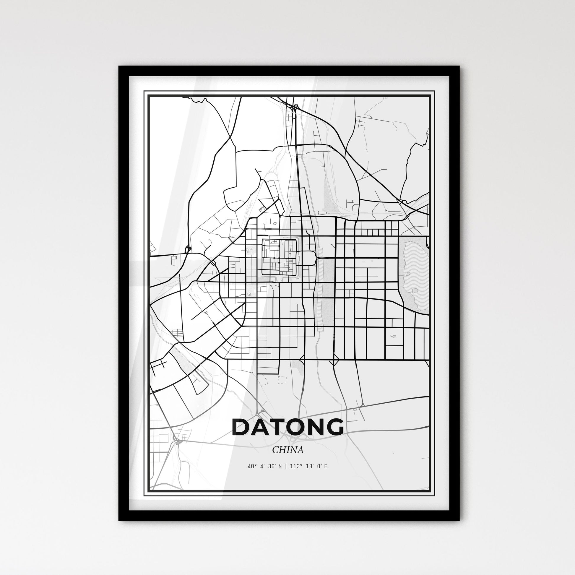 Datong China - Scandinavian Style City Map for Modern Home Decor