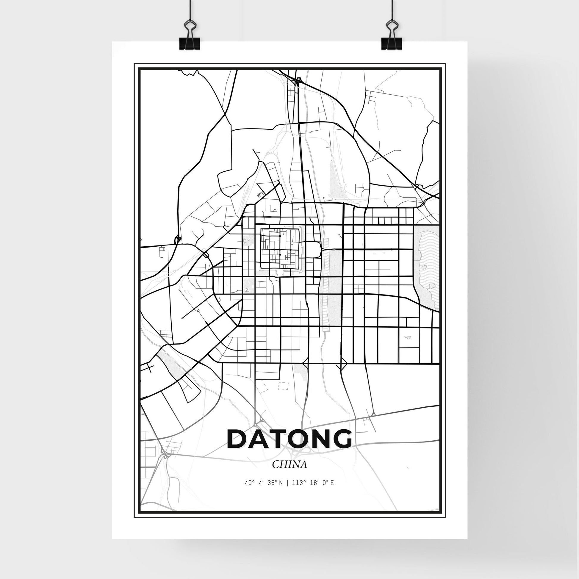 Datong China - Premium City Map Poster