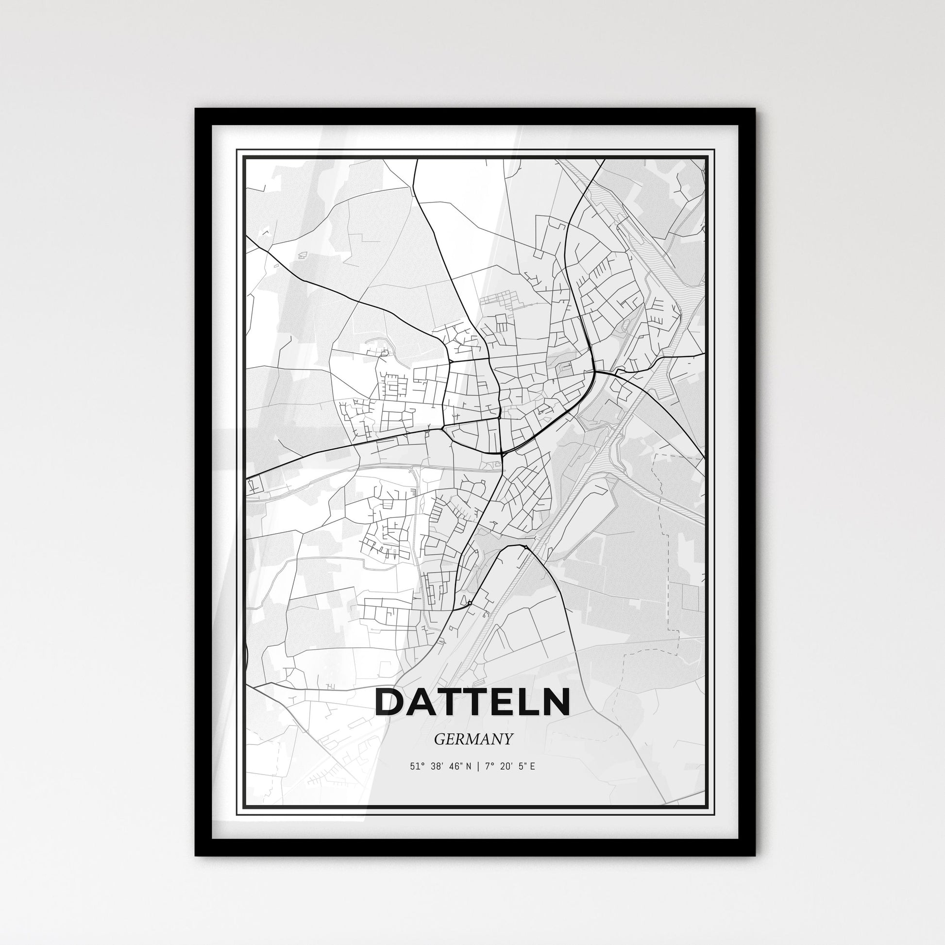 Datteln Germany - Scandinavian Style City Map for Modern Home Decor