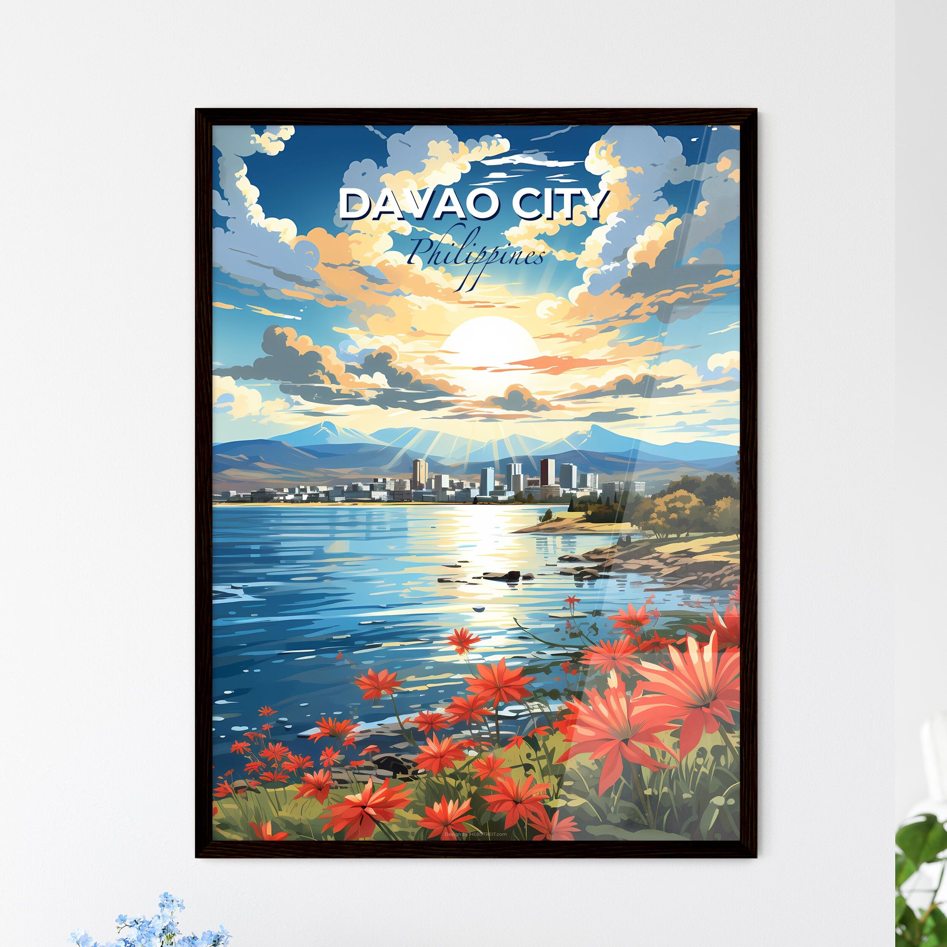 Captivating City Skyline Painting: Vibrant Davao City by the Water Default Title