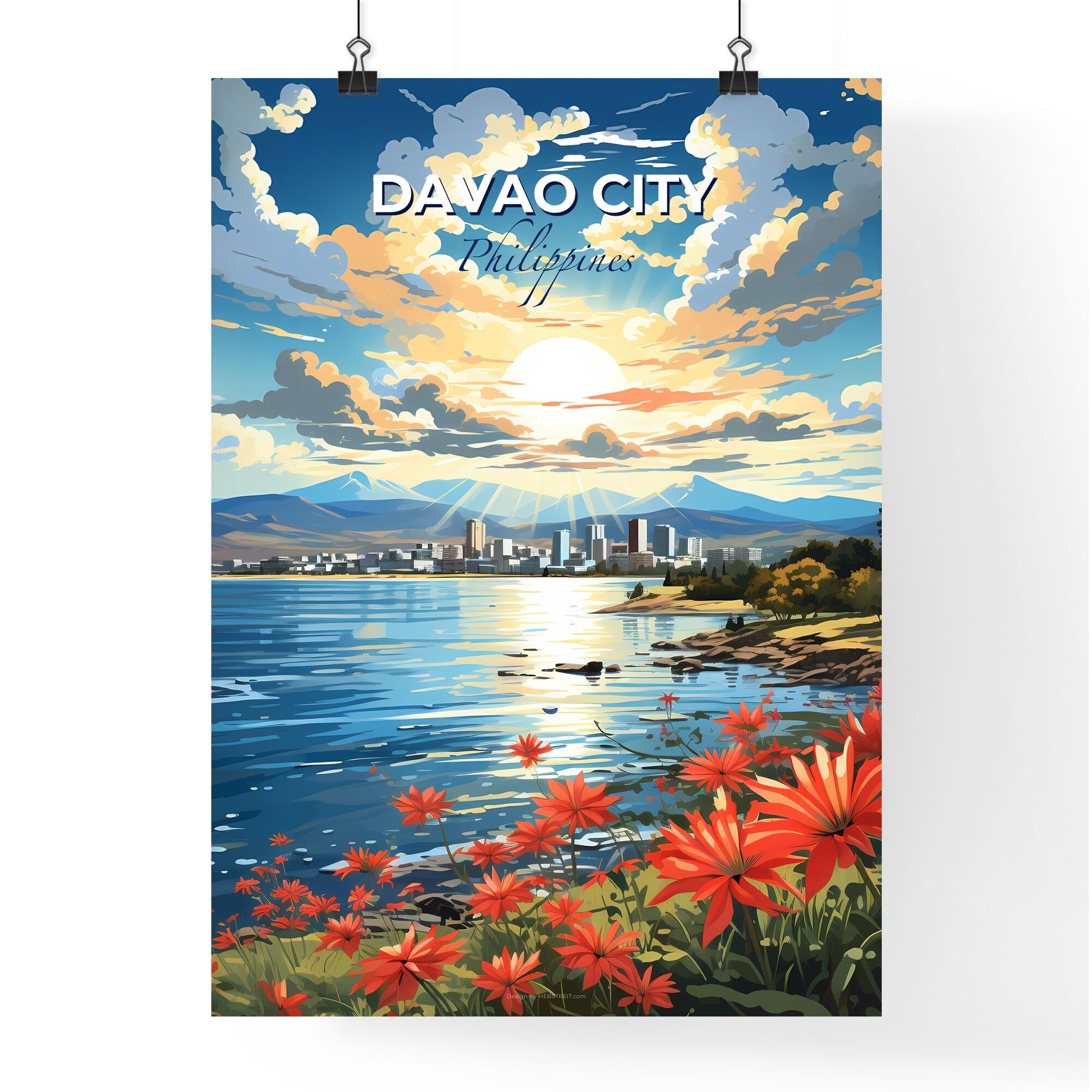 Captivating City Skyline Painting: Vibrant Davao City by the Water Default Title