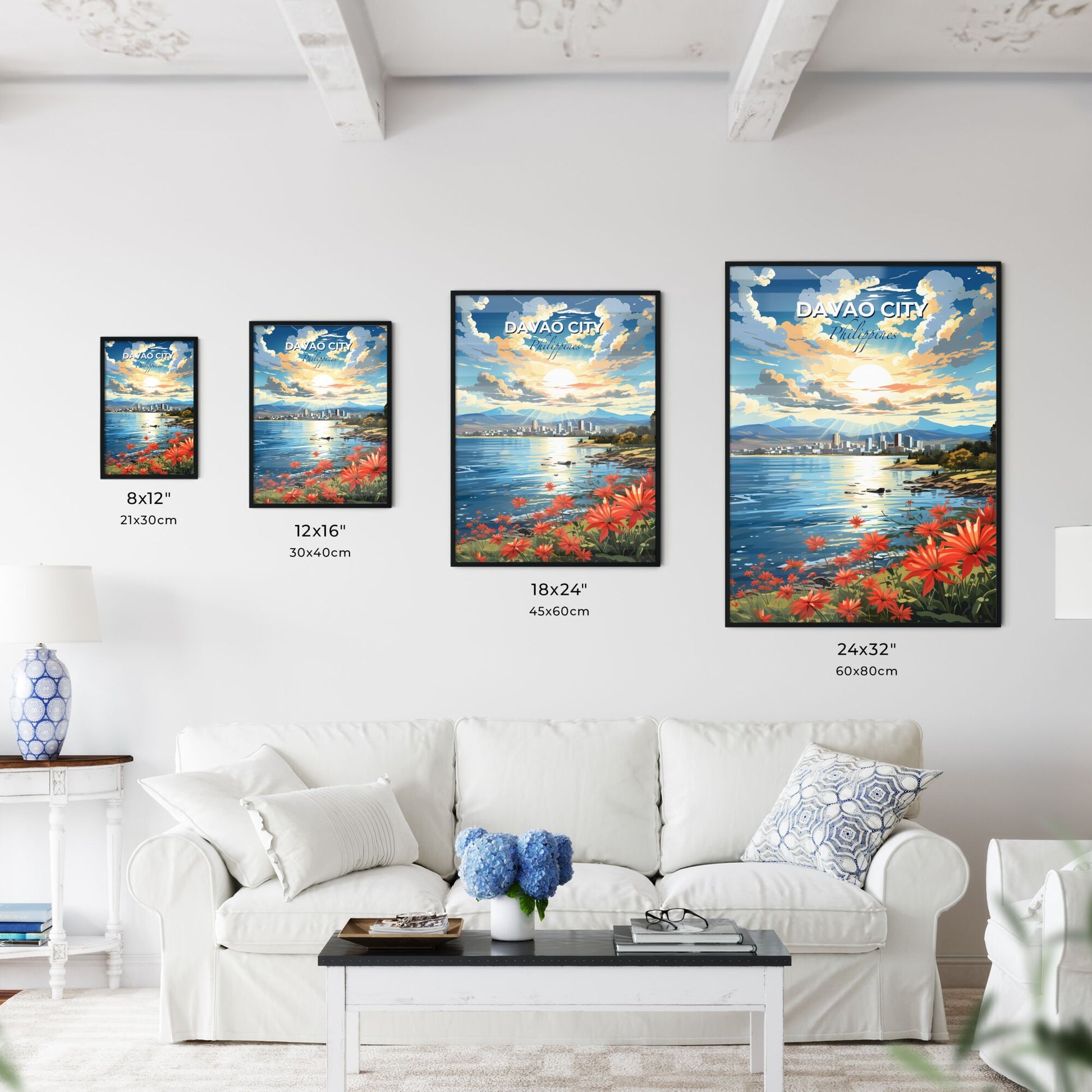 Captivating City Skyline Painting: Vibrant Davao City by the Water Default Title