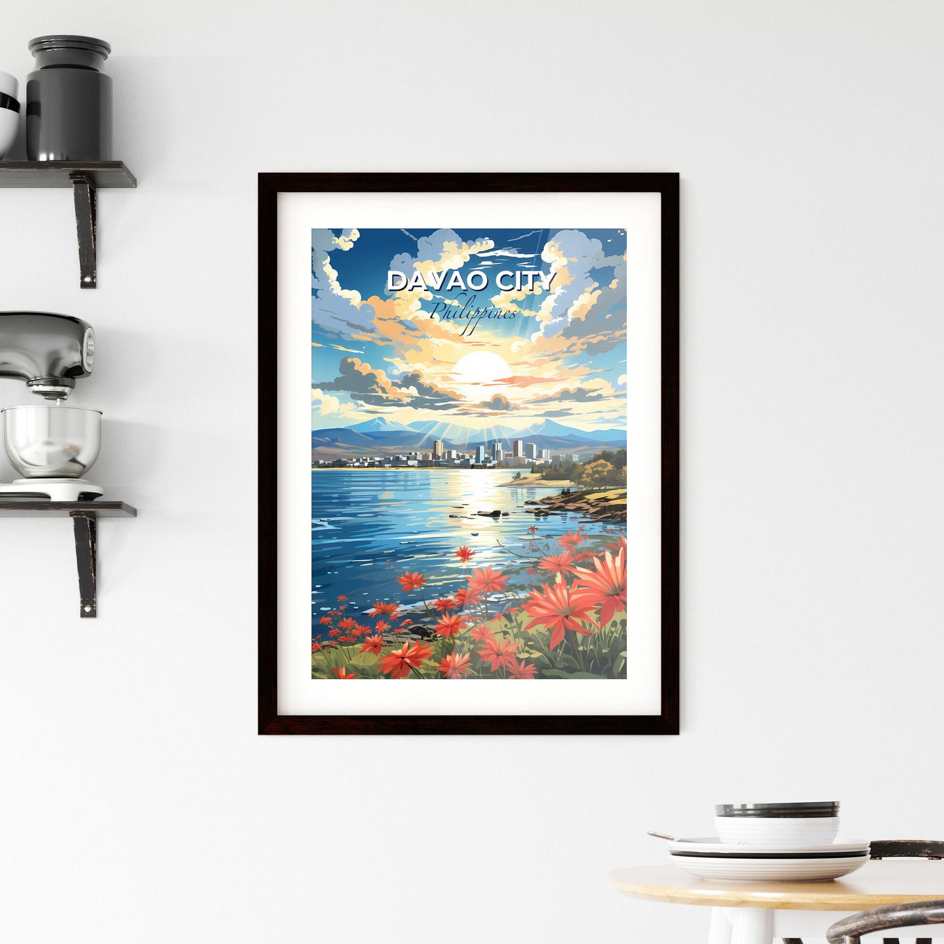 Captivating City Skyline Painting: Vibrant Davao City by the Water Default Title