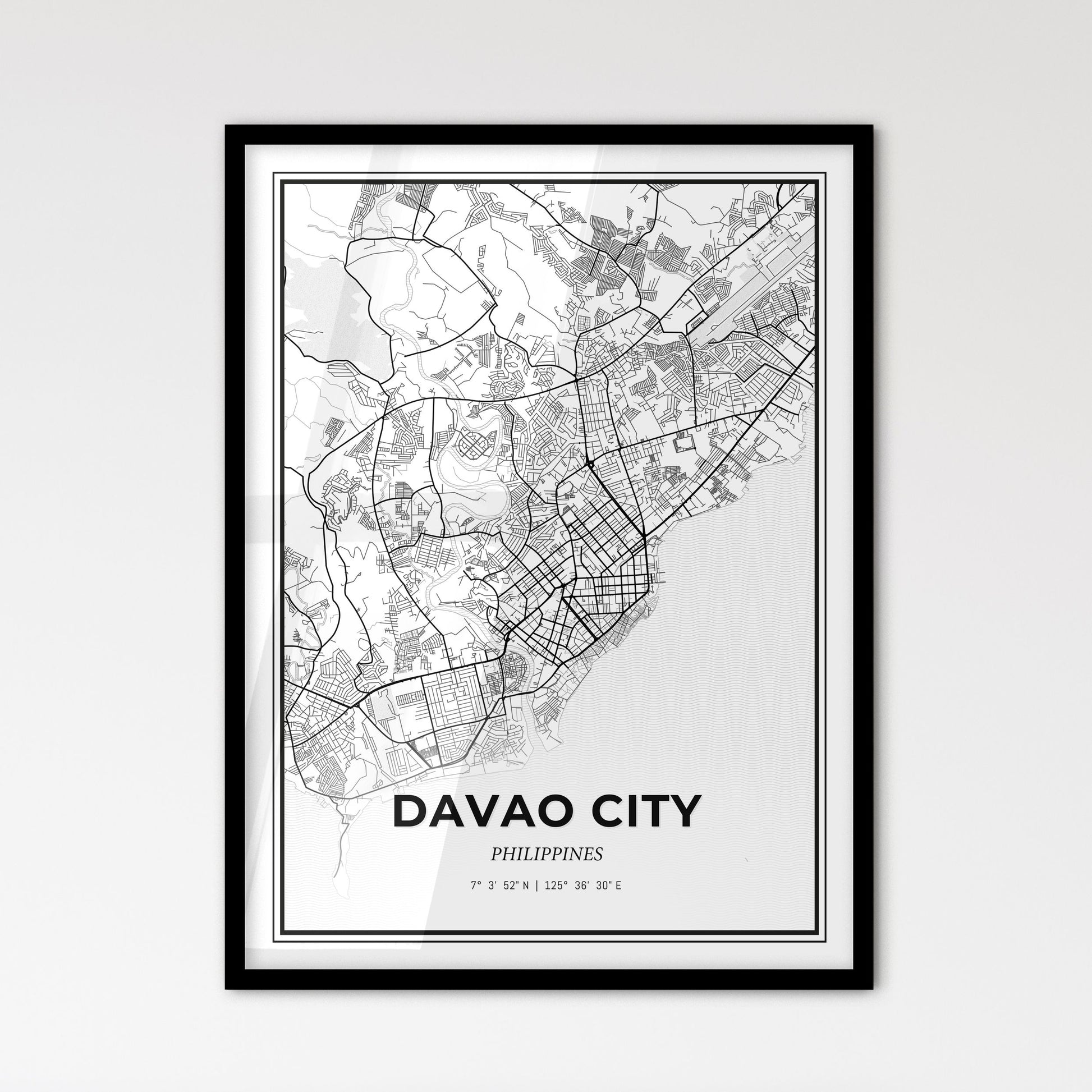 Davao City Philippines - Scandinavian Style City Map for Modern Home Decor