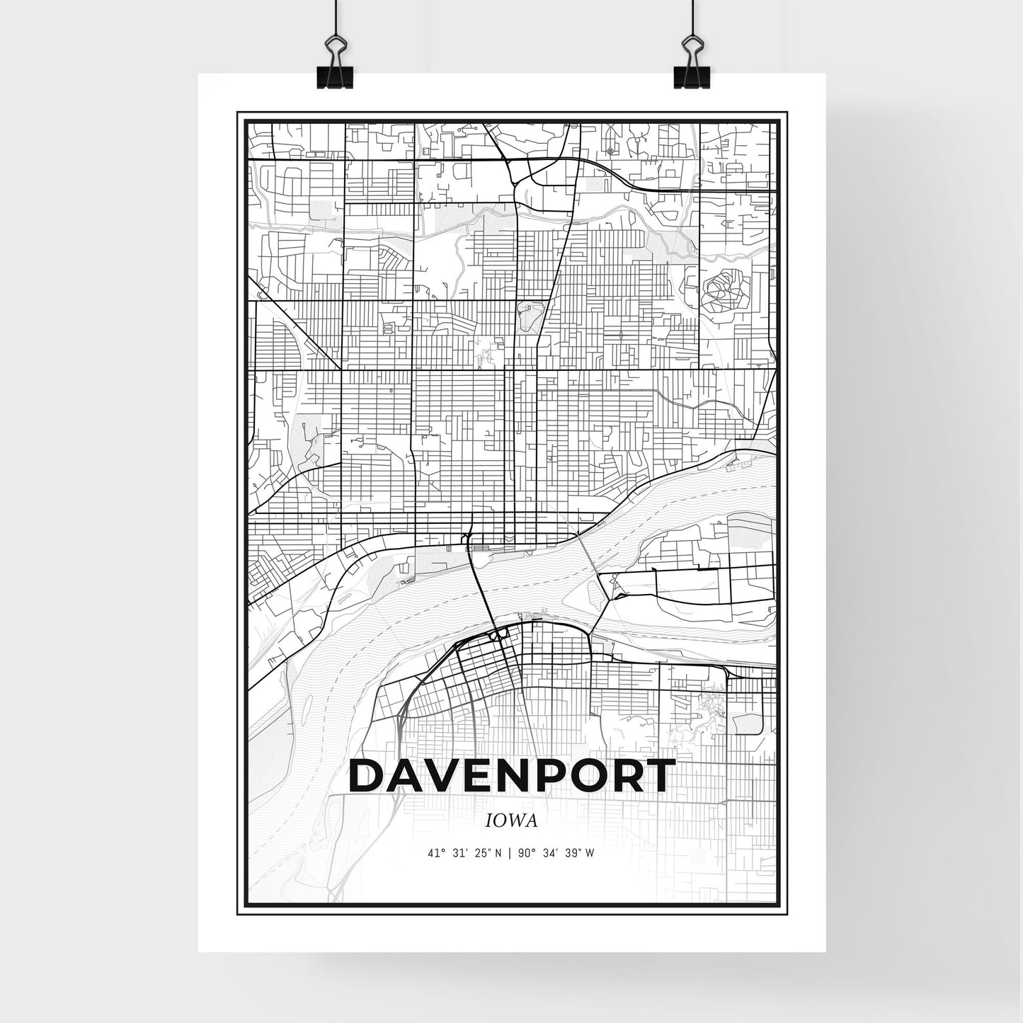 Davenport Iowa - Premium City Map Poster