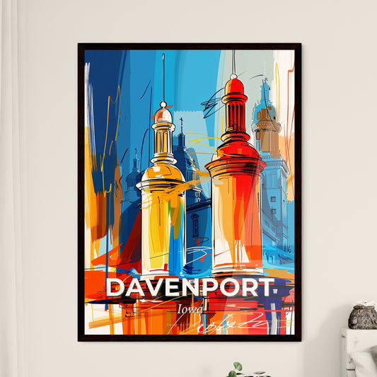 Vibrant Davenport, Iowa - A Painting Of A Building With Towers