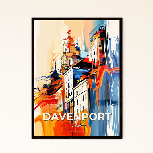 Vibrant Davenport, Iowa - A Colorful Painting Of Buildings