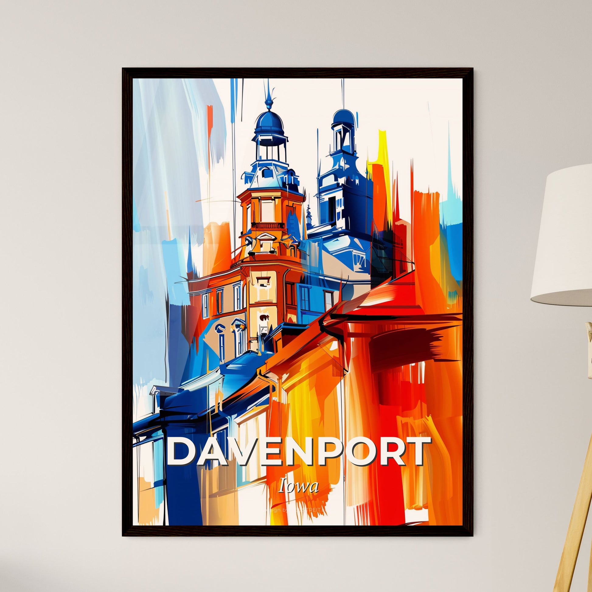 Vibrant Davenport, Iowa - A Painting Of A Building