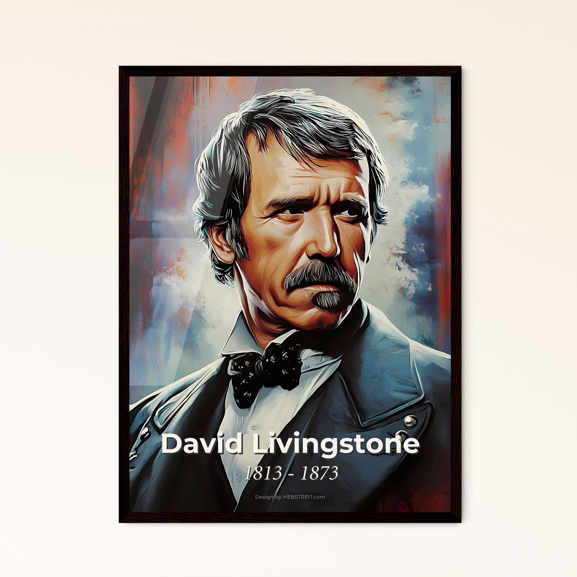 Portrait of David Livingstone, 1813 - 1873. Impressionistic painting of a man in a suit.