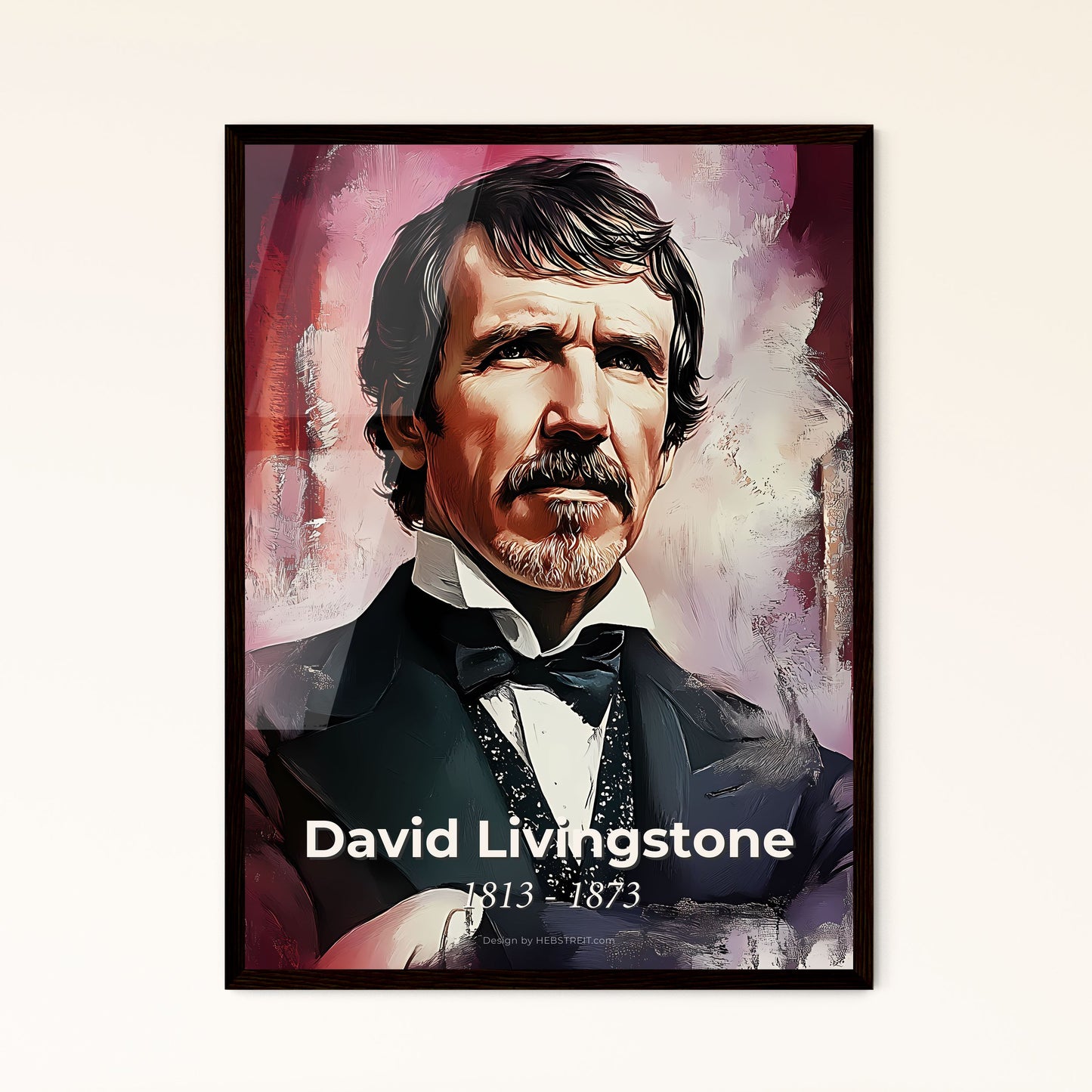 Portrait of David Livingstone, 1813 - 1873. Impressionistic painting of a man in a suit.