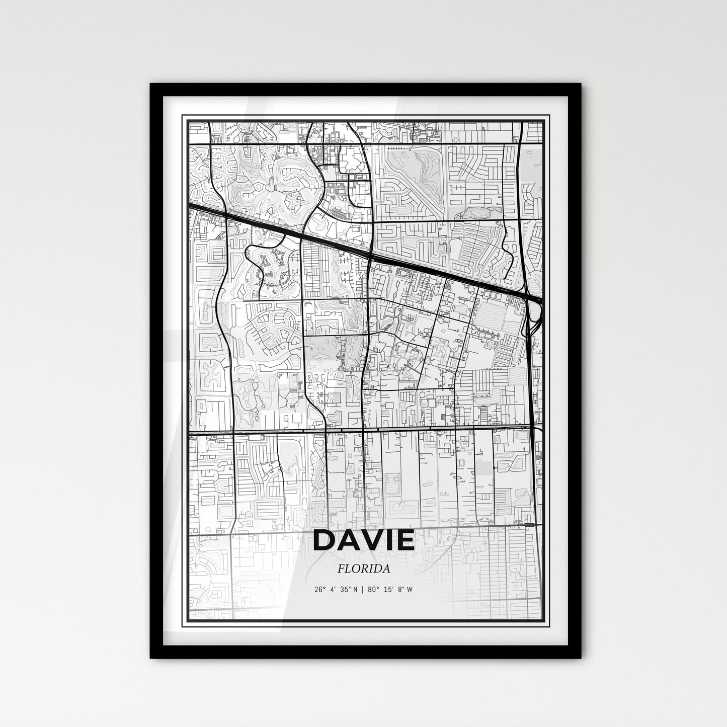 Davie Florida - Scandinavian Style City Map for Modern Home Decor