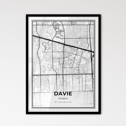 Davie Florida - Scandinavian Style City Map for Modern Home Decor