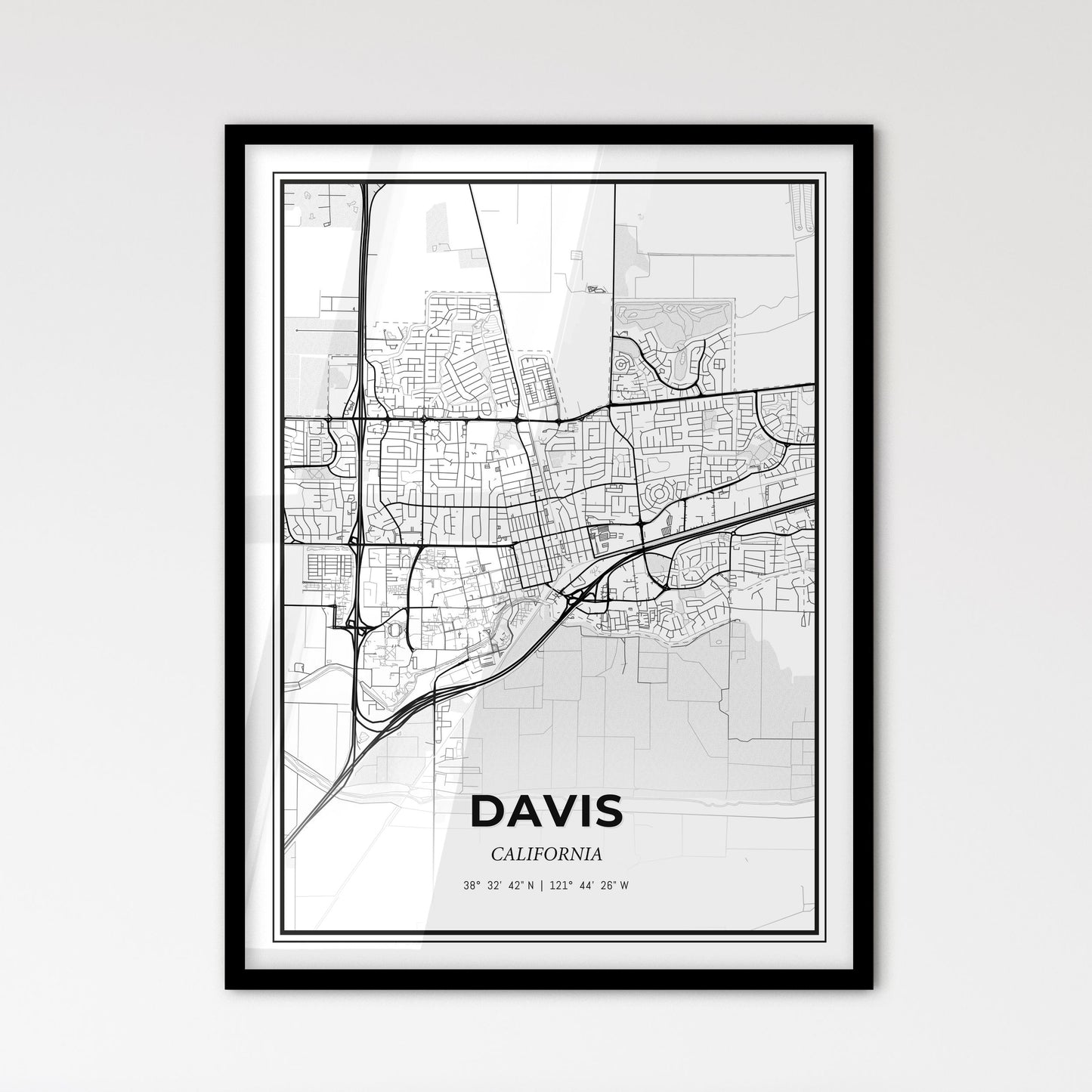 Davis California - Scandinavian Style City Map for Modern Home Decor