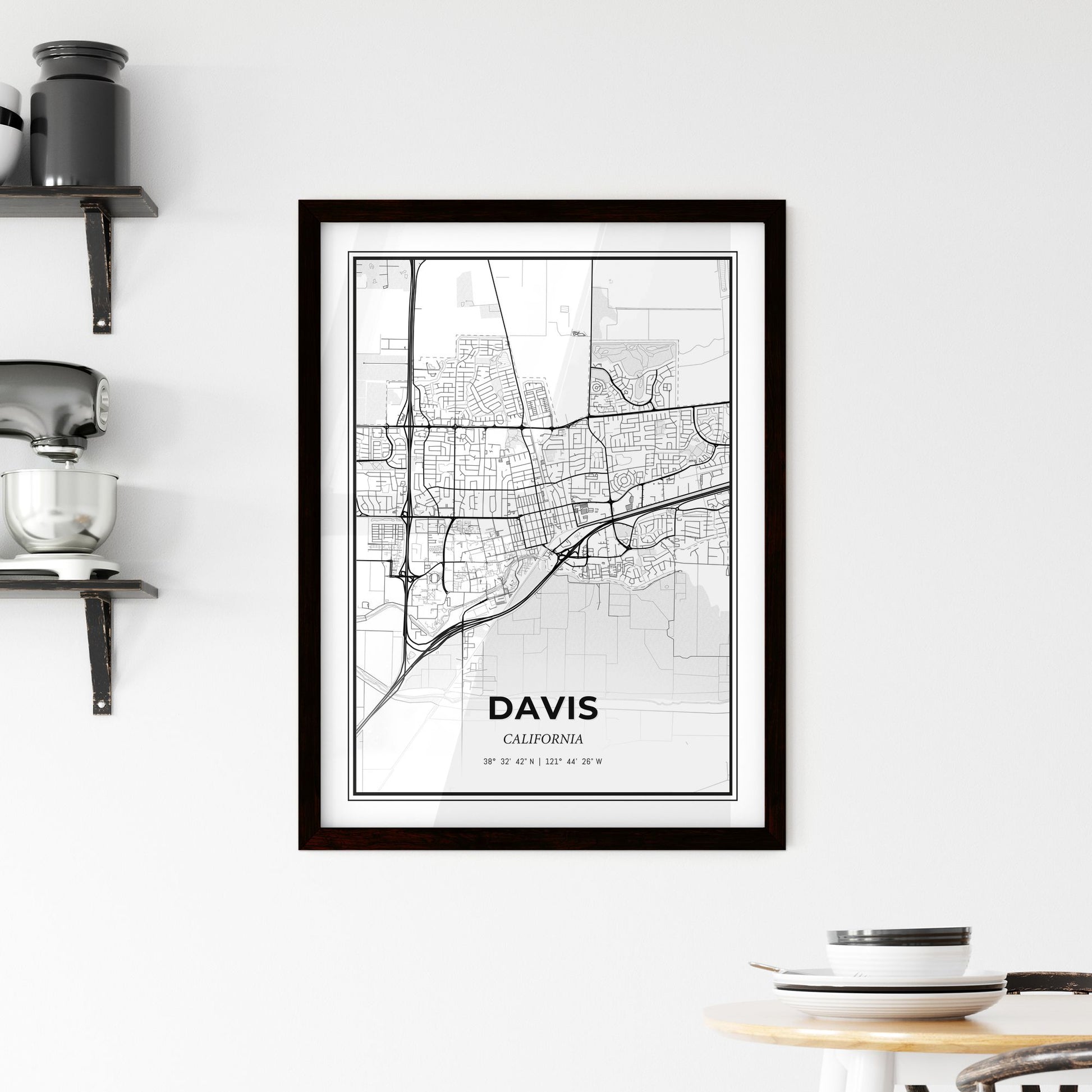 Davis California - Minimal City Map