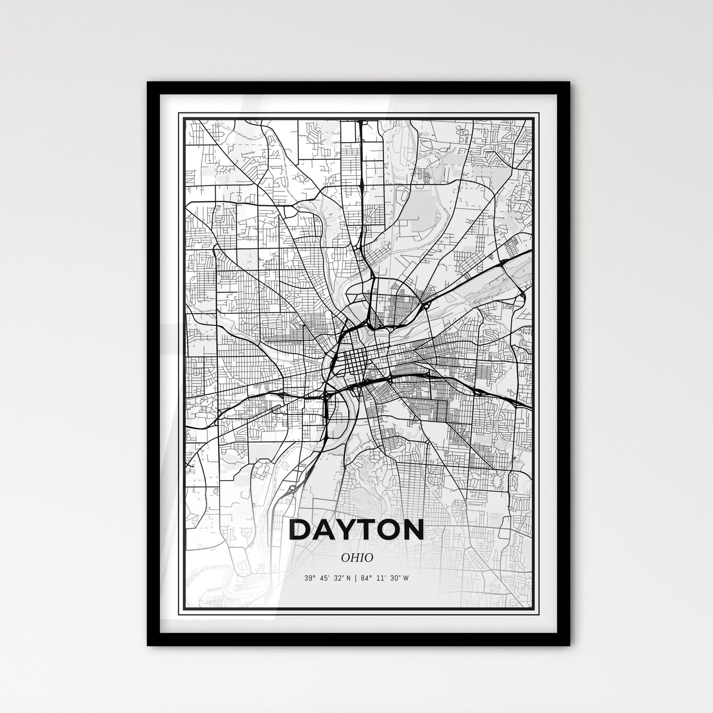 Dayton Ohio - Scandinavian Style City Map for Modern Home Decor