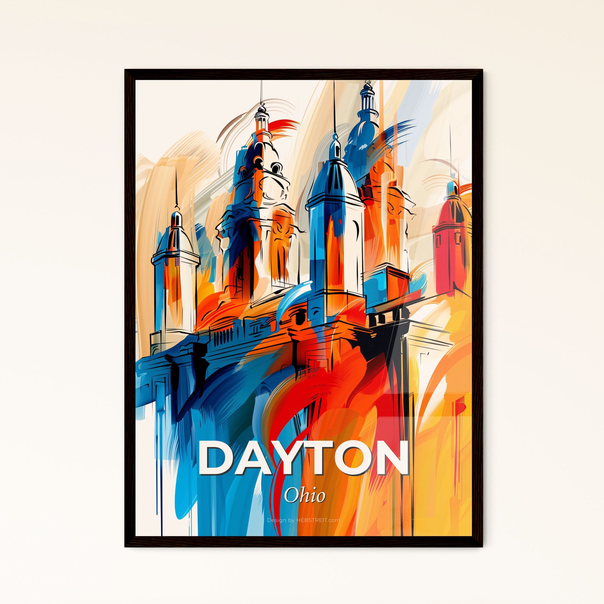 Vibrant Dayton, Ohio - A Colorful Painting Of A Castle