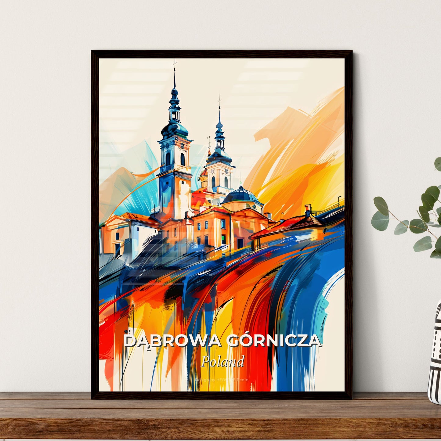 Vibrant Dąbrowa Górnicza, Poland - A Painting Of A Building With Towers