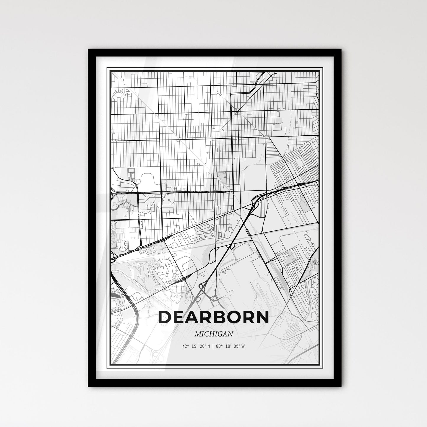 Dearborn Michigan - Scandinavian Style City Map for Modern Home Decor