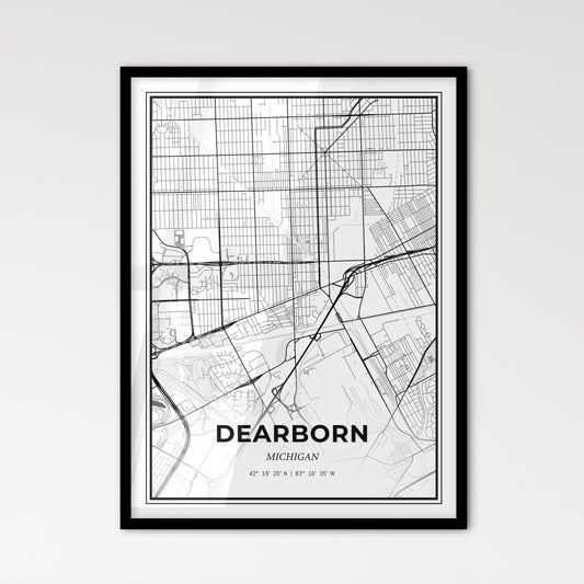 Dearborn Michigan - Scandinavian Style City Map for Modern Home Decor