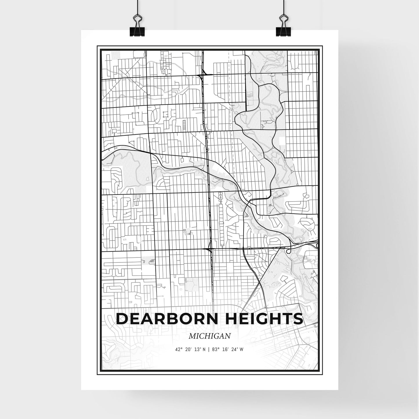 Dearborn Heights Michigan - Premium City Map Poster