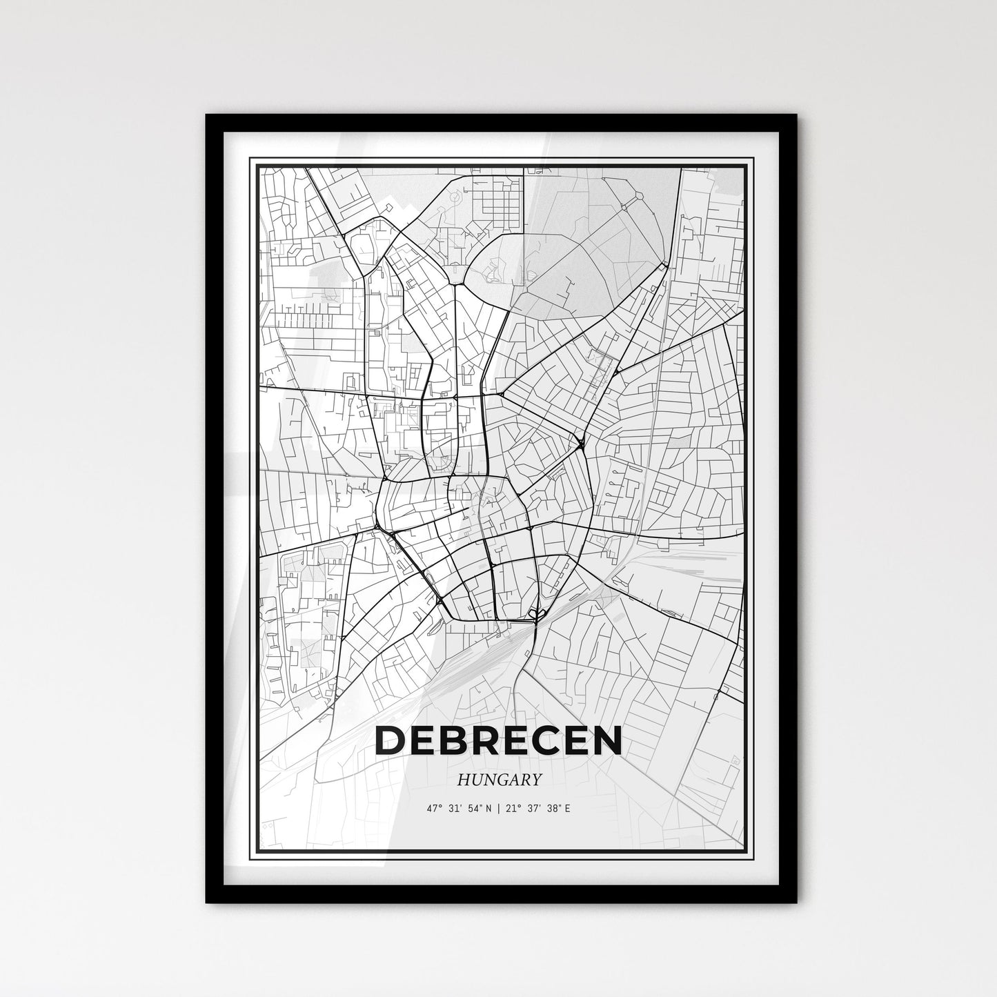 Debrecen Hungary - Scandinavian Style City Map for Modern Home Decor