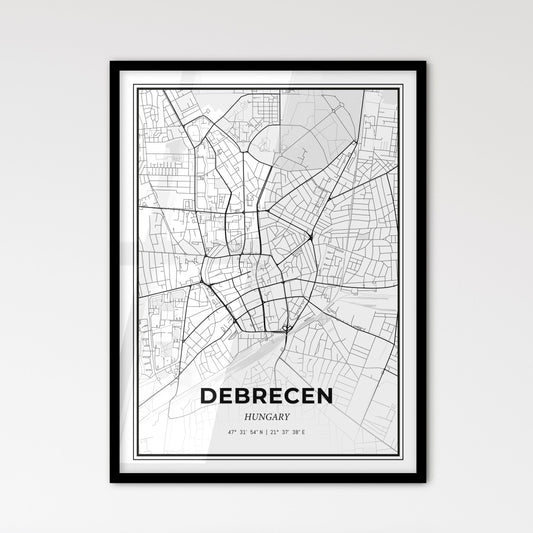 Debrecen Hungary - Scandinavian Style City Map for Modern Home Decor