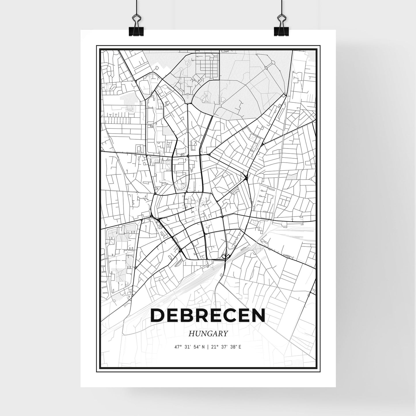 Debrecen Hungary - Premium City Map Poster