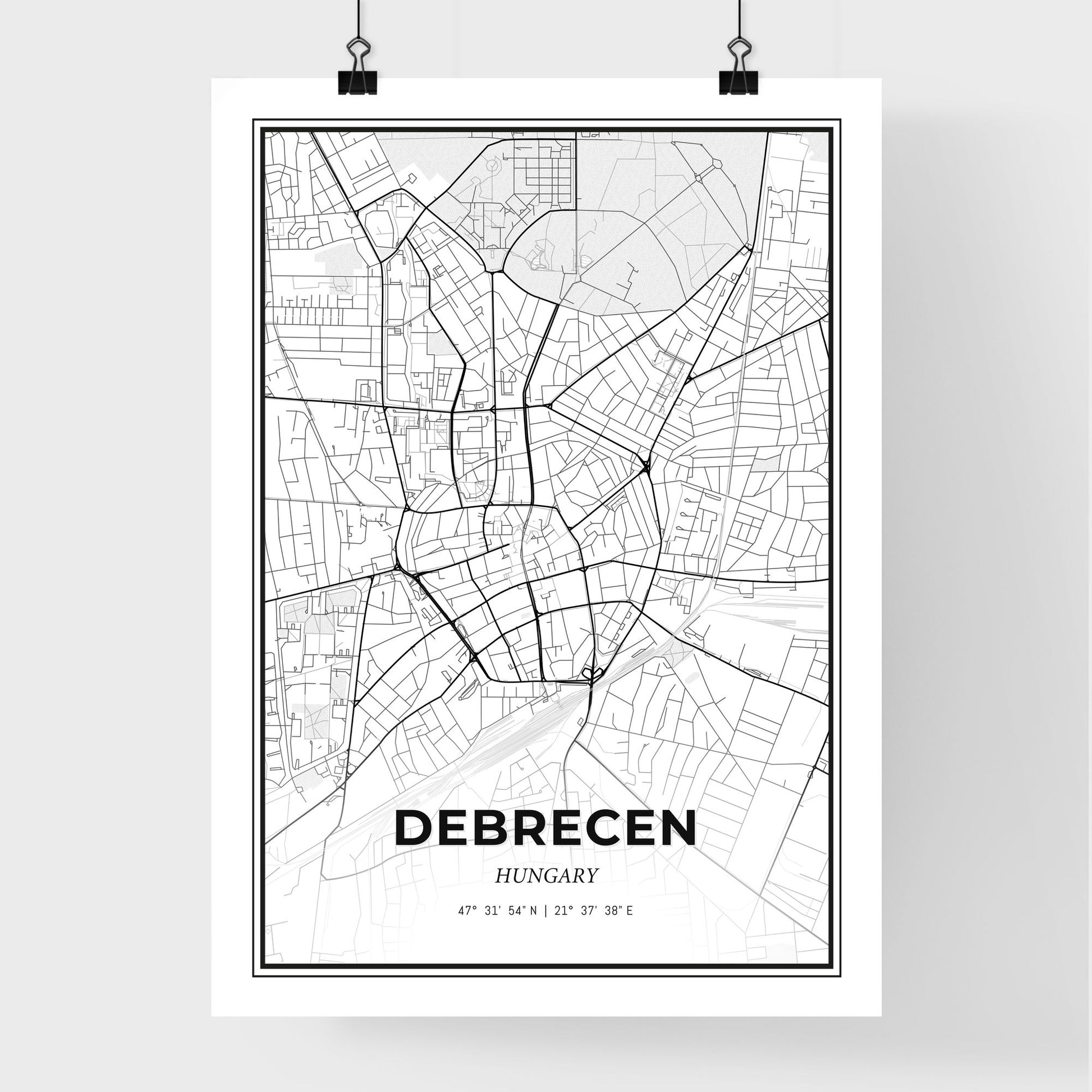 Debrecen Hungary - Premium City Map Poster