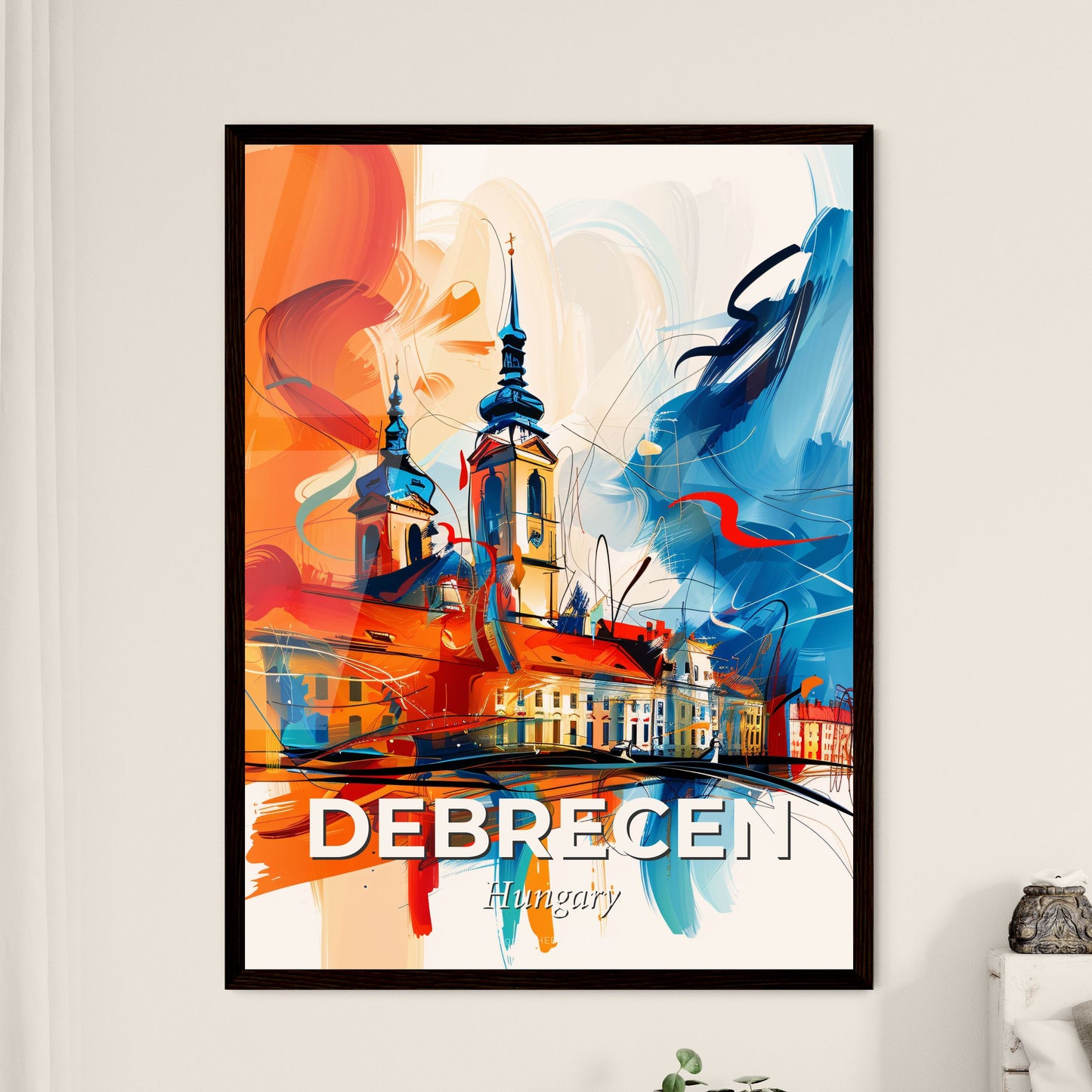 Vibrant Debrecen, Hungary - A Painting Of A Building