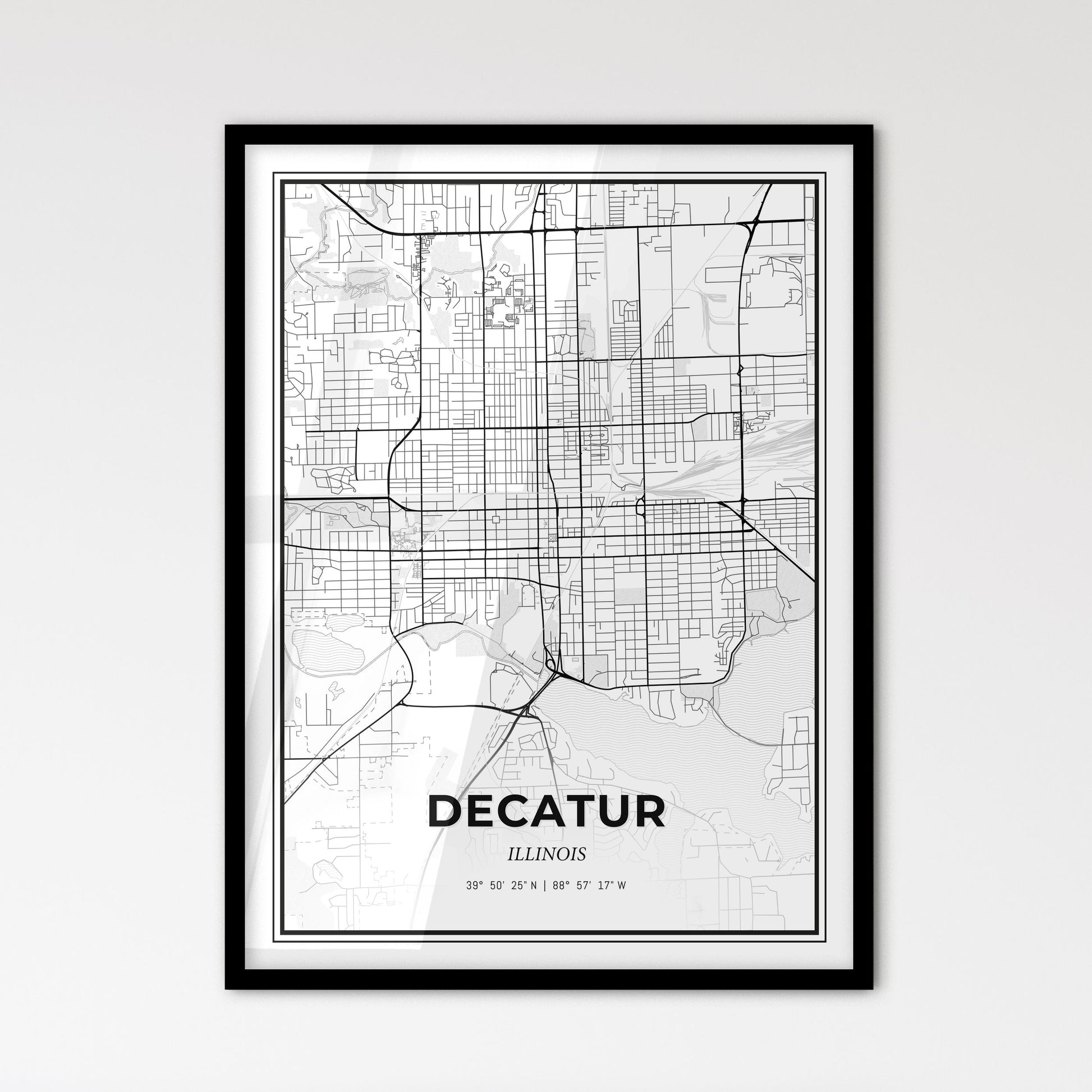 Decatur Illinois - Scandinavian Style City Map for Modern Home Decor