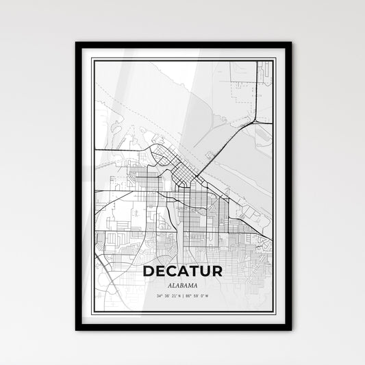 Decatur Alabama - Scandinavian Style City Map for Modern Home Decor