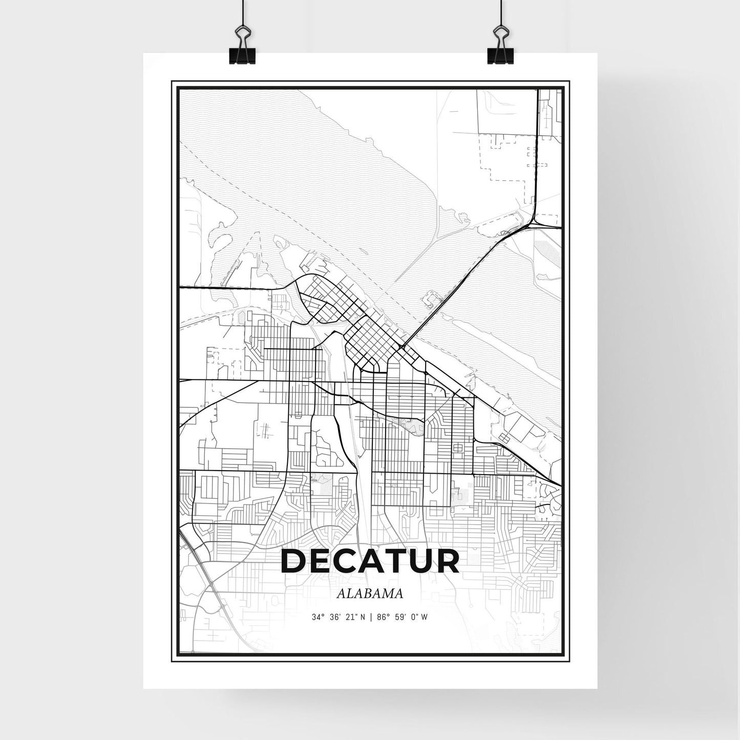 Decatur Alabama - Premium City Map Poster