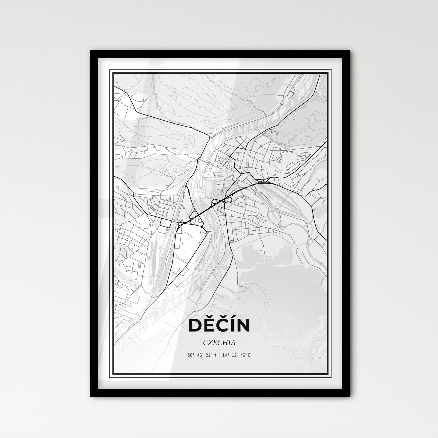  Děčín Czechia - Scandinavian Style City Map for Modern Home Decor