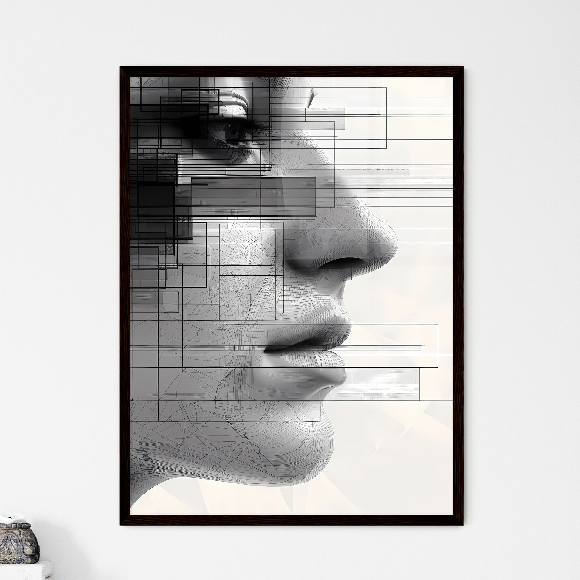 Vibrant Minimalist Line Drawing - Framed Art Print