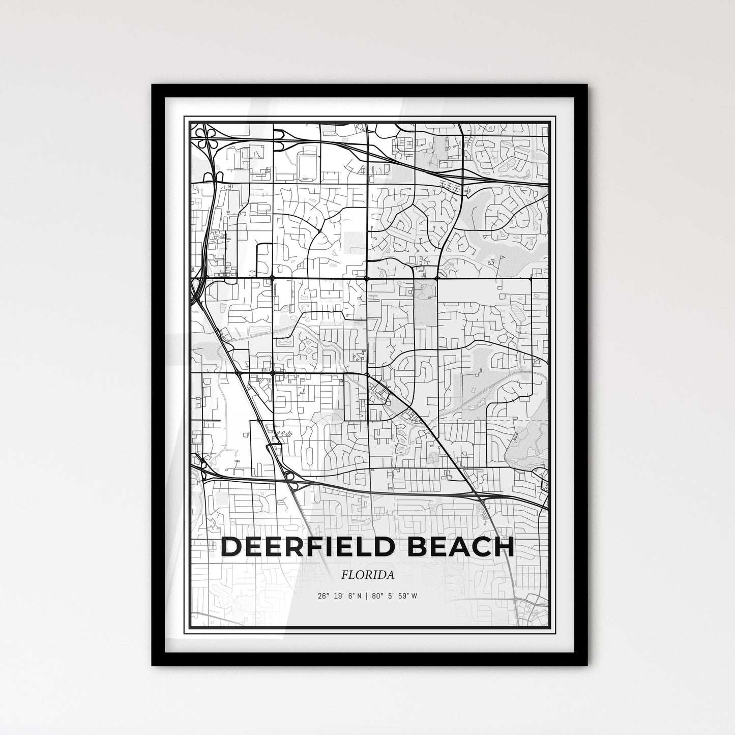 Deerfield Beach Florida - Scandinavian Style City Map for Modern Home Decor