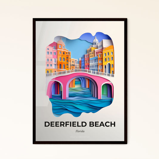 Vivid Deerfield Beach, Florida - a paper cut of a bridge over a river