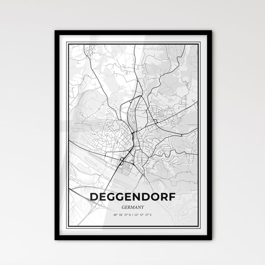 Deggendorf Germany - Scandinavian Style City Map for Modern Home Decor