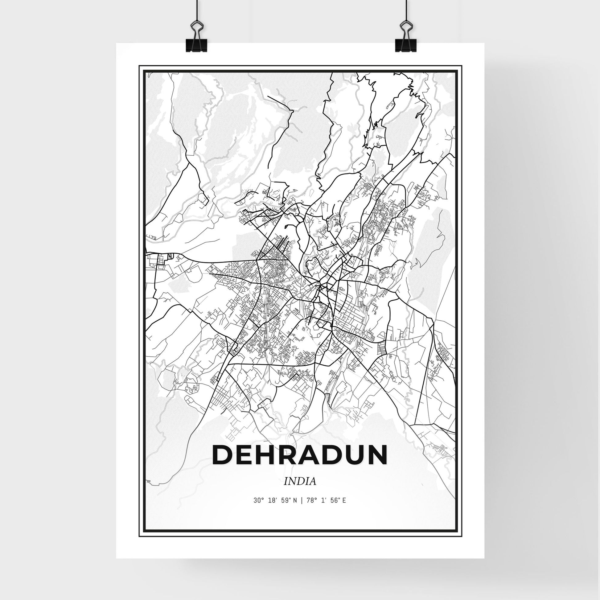 Dehradun India - Premium City Map Poster