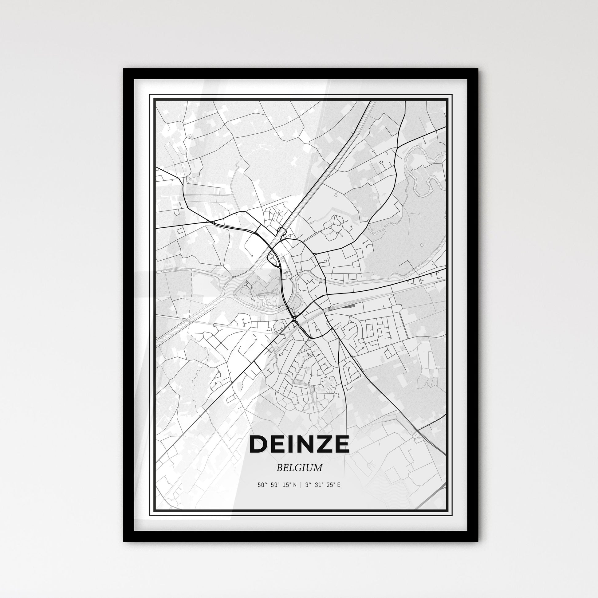 Deinze Belgium - Scandinavian Style City Map for Modern Home Decor