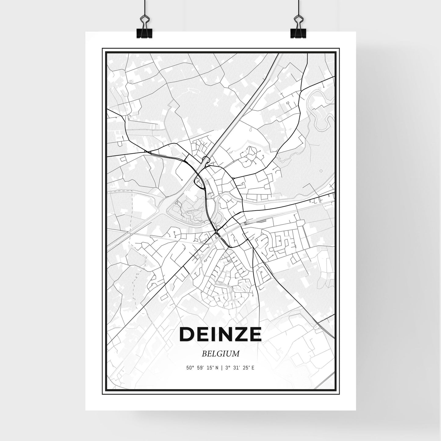 Deinze Belgium - Premium City Map Poster