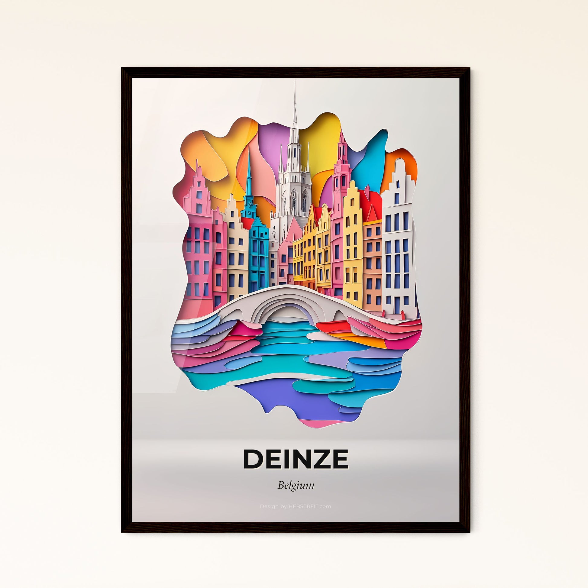 Vivid Deinze, Belgium - a paper cut of a city with a bridge