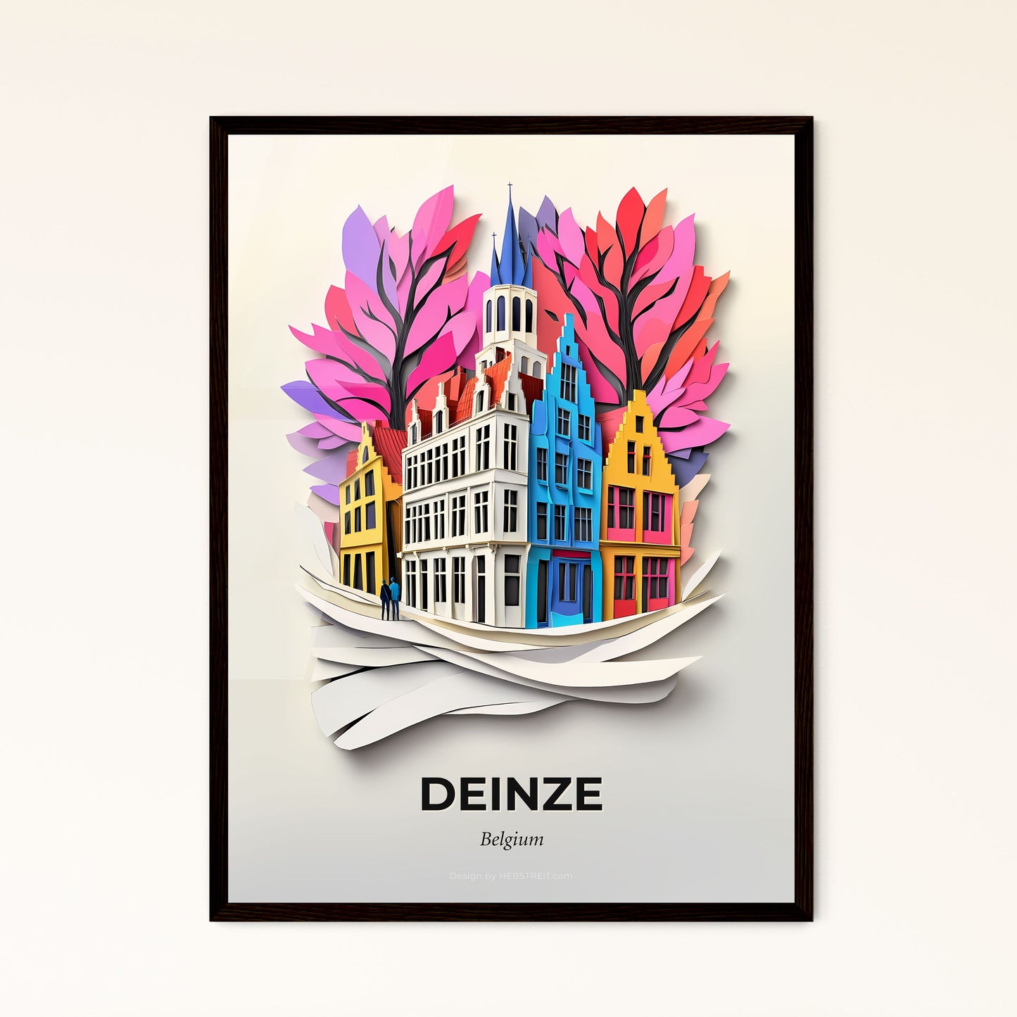 Vivid Deinze, Belgium - a paper cut of a city with trees