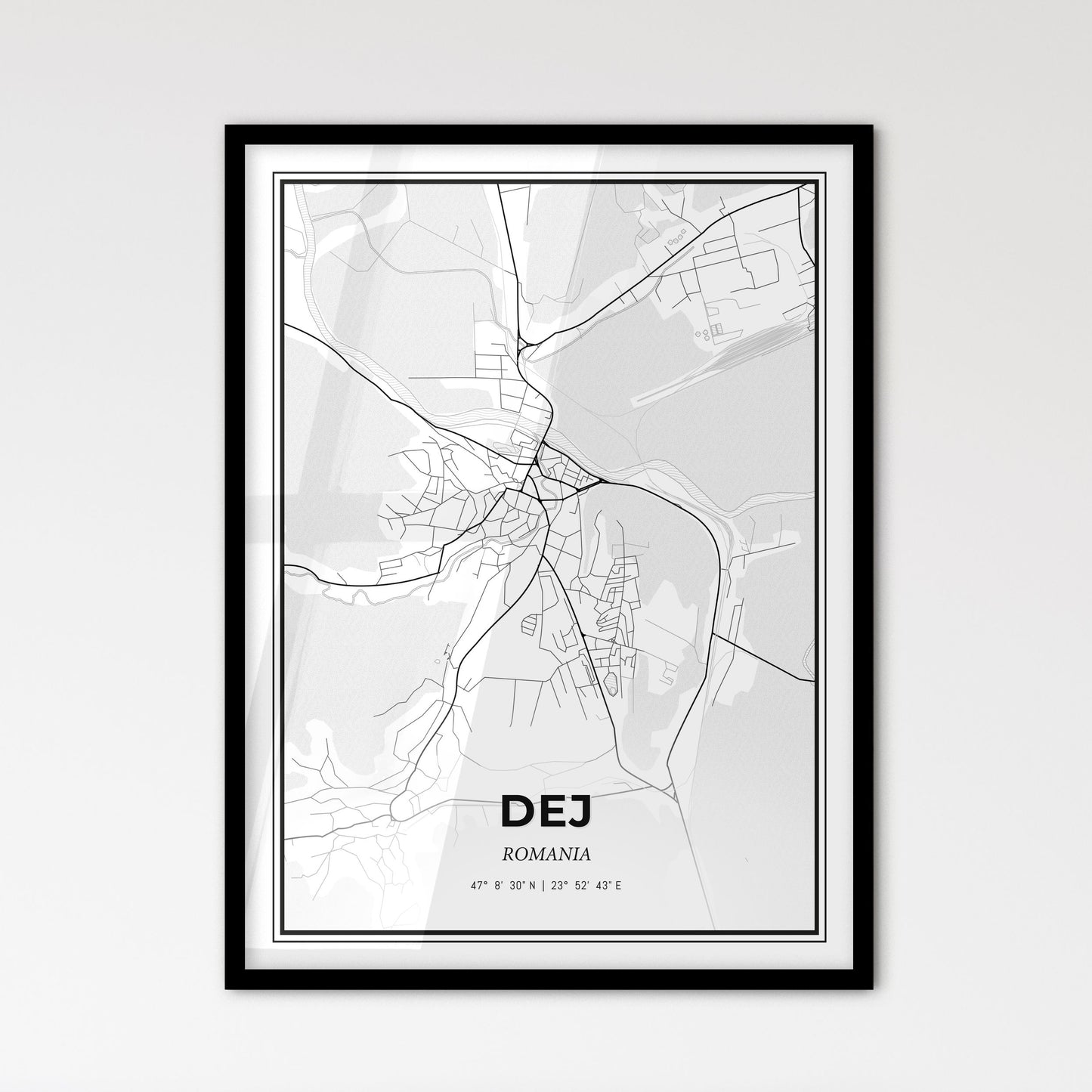 Dej Romania - Scandinavian Style City Map for Modern Home Decor