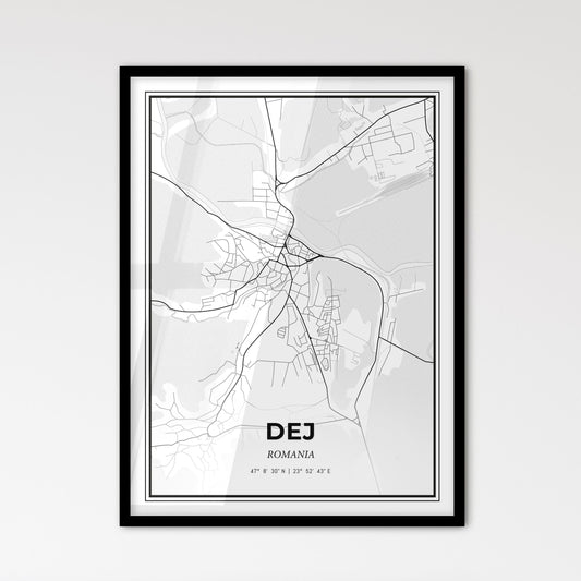 Dej Romania - Scandinavian Style City Map for Modern Home Decor