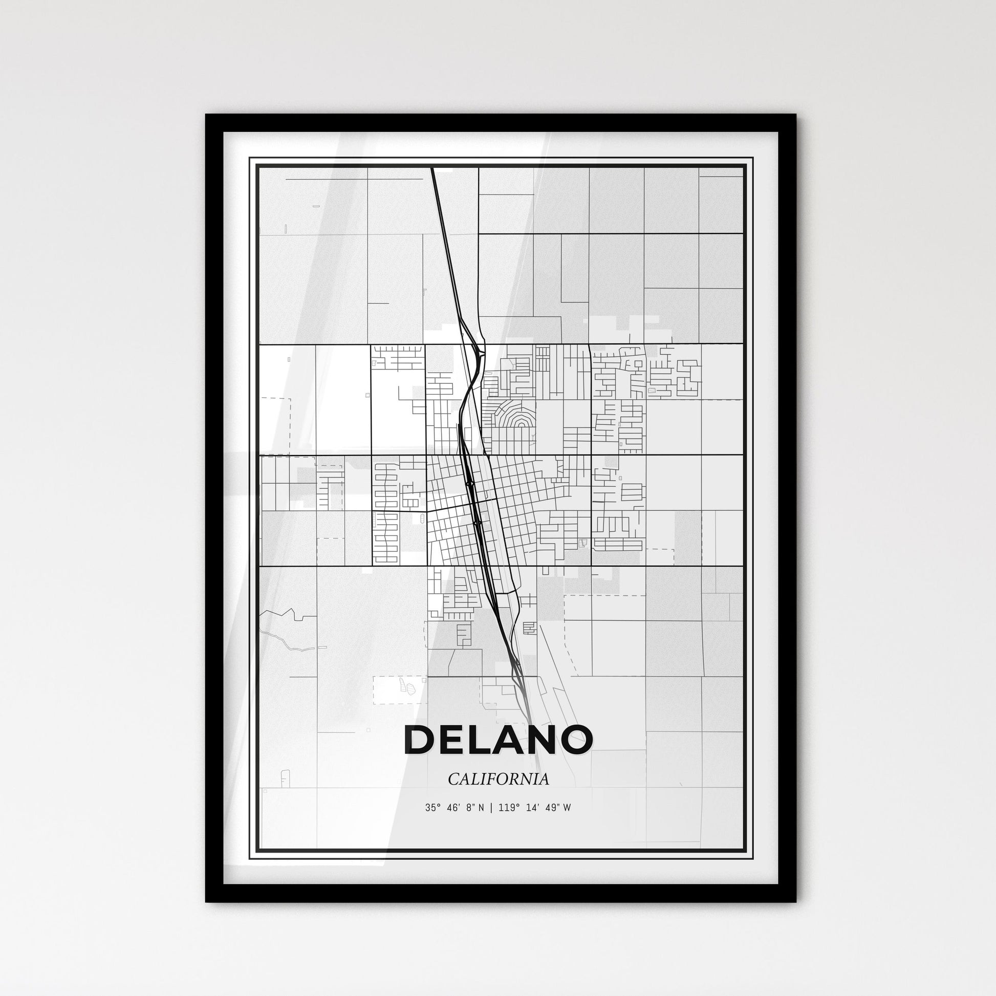 Delano California - Scandinavian Style City Map for Modern Home Decor